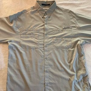 Columbia Tamiami mens large grey fishing shirt EUC